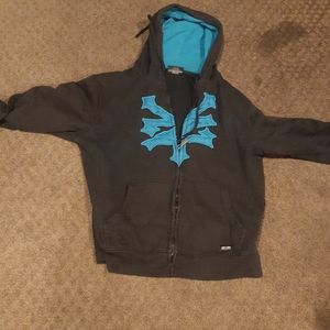 Zoo York unisex zip up hoodie blue embroidery design